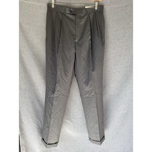 Vtg Chaps Worsted Wool 34x34‎ Pleated Old Money Trouser Dress Pants Gray